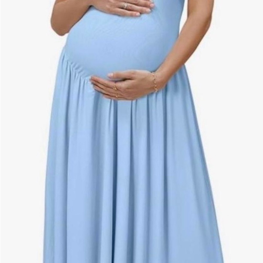 Light Blue Maternity Maxi Dress - Elegant Comfort
